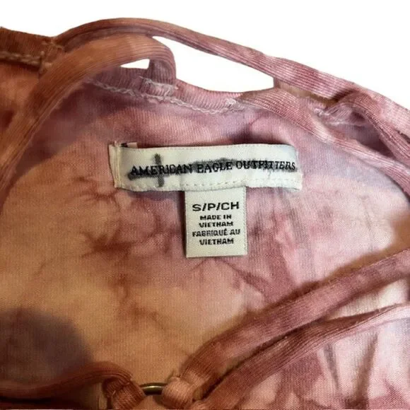 American Eagle Outfitters Strappy Tank Dress Pink White Marble S - Picture 5 of 10